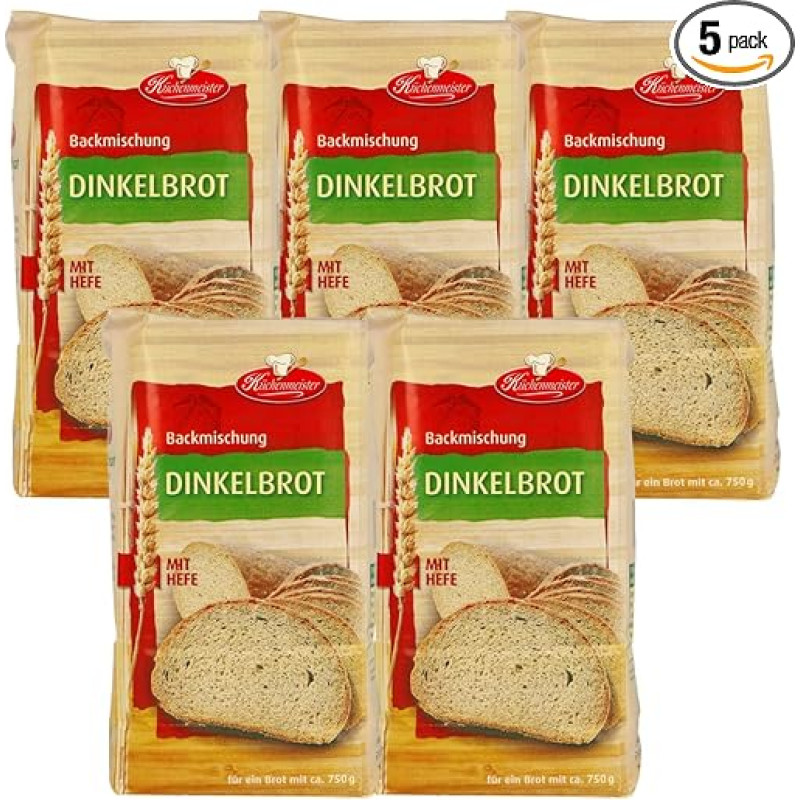Frießinger Mühle Spelt Bread Baking Mix, 5 x 500 g, for the Oven, Wood Oven or Bread Maker.