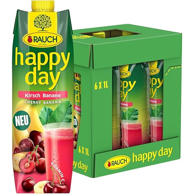 Rauch Happy Day Cherry Banana Fresh Cherry Banana Nectar with Extra Vitamin C 6 x 1 Litre Tetra Prism