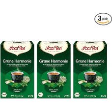 Yogi Tea - Grüne Harmonie, Ayurvedischer Bio Gewürz- und Kräutertee, Mischung aus Grünem Tee, Zitronengras, Pfefferminze, Yogi Tee 3er Pack, 3x17 Beutel (51 Teebeutel insgesamt), Ideal als Geschenk