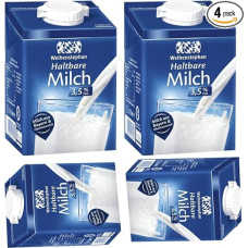 Pufai, Weihenstephan Milk, Low-Fat H Milk, Durable 3.5% Fat, 0.5 Litre Each, Pack of 4 + Pufai Grocery