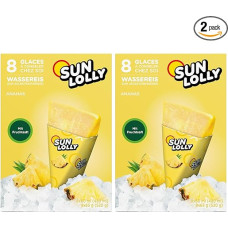 Sun Lolly Water Ice Pineapple 8 Pieces | With Fruit Juice | For Self-Freezing | No Artificial Flavours | Free from Sweeteners | Lactose Free | Gluten Free | 8 x 60 ml | Pack of 2