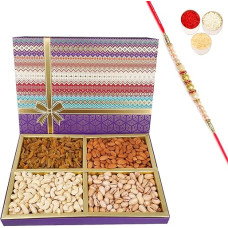 Jaiccha Ghasitaram Rakhi Gifts for Brothers Fruit n Nut Dryfruit Box 800 GMS with Pearl Rakhi