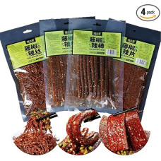 BaiLiSnacky 4 x 100 g Latiao Spicy Seasoned Snacks Spicy Chinese Spicy Snacks Sweet and Spicy Sticks Chinese Specialty Snacks