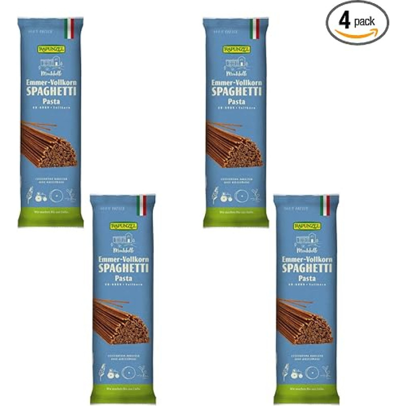 Rapunzel Emmer-Spaghetti Whole Grain Pack of 4 (4 x 500 g)