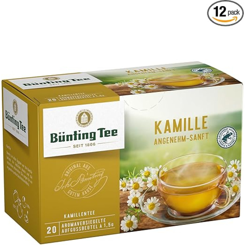 Bünting Tea Chamomile Pack of 12 Pleasant Gentle - 12 x 20 Tea Bags