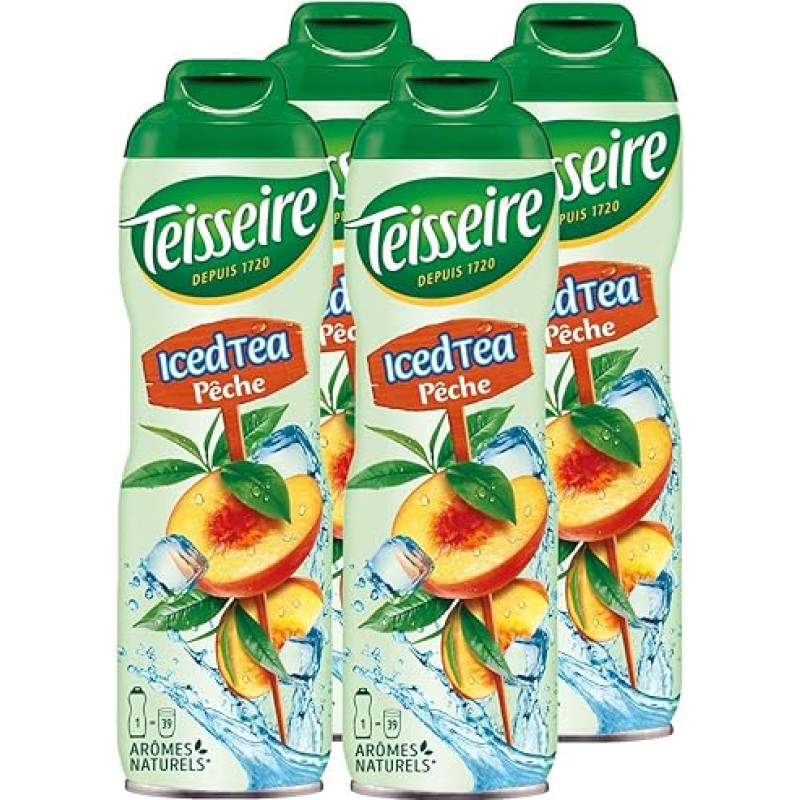 Teisseire Drinks Syrup Peach Tea 600 ml - Syrup That Tastes Just Like the Fruit (Pack of 4)
