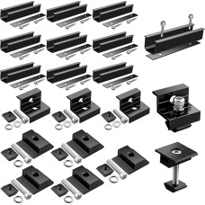 GETLITOOL Saulės kolektorių laikiklis, fotovoltinių laikiklių montavimo rinkinys 4 moduliams tvirtinti 12 cm aliuminio bėgelis, reguliuojamas spaustukas 30-35 mm moduliams, saulės kolektorių laikiklis plokščiam stogui, trapecijos formos skardinė čerpė