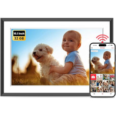 Frameo Digitaler Bilderrahmen 101K Schwarz und Weiß FRAMEO Digitaler Bilderrahmen WLAN 10,1 Zoll - 1280x800 IPS Touchscreen Digitale Bilderrahme, 32GB Speicher(Schwarzweiß)