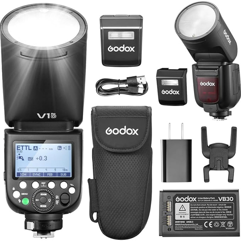Godox V1PRO-O V1Pro O Round Head Camera Flash TTL Speedlite 2.4G Wireless TTL Speedlight Strobe, 76Ws HSS 1/8000s with Li-ion Battery for Olympus Panasonic Cameras