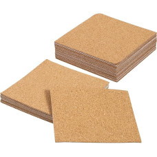 QUARKZMAN Pack of 24 Self-Adhesive Cork Panels, 4 x 4 x 1 colio kvadratiniai kamštiniai kilimėliai Atgal plokštės Self-Adhesive Cork Boards Adhesive Cork Mat for Coasters and DIY Craft Supplies
