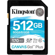 Kingston SDG3/512GB SD Memory Card (512GB SDXC Canvas Go Plus 170R C10 UHS-I U3 V30)