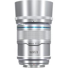 SIRUI Sniper 56 mm automatinio fokusavimo objektyvas F1.2 su plačiakampiu APS-C fotoaparato objektyvu, skirtas A5 A6 A6 A7 FX A9 ZV-E serijos fotoaparatams (E-Mount, sidabrinės spalvos)