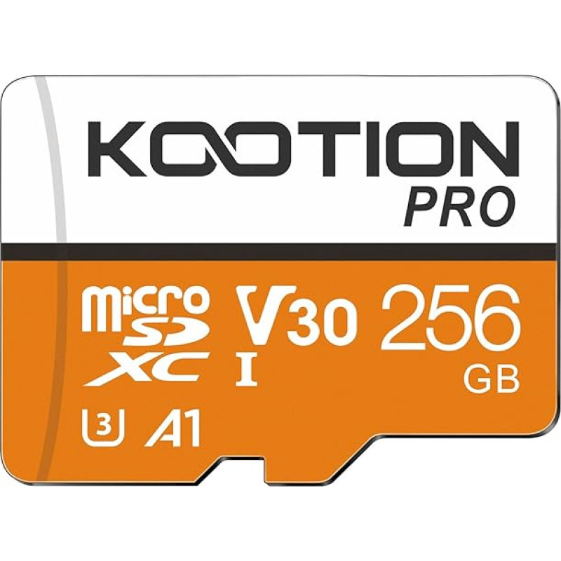 KOOTION 256GB Micro SD kortelė UHS-I atminties kortelė U3 MicroSDXC Mini SD kortelė 256G atminties kortelė Atminties kortelė SD kortelė (A1 V30 4K) yra iki 100MB/s, Atminties kortelė SDXC kortelė fotoaparatams Mobilusis telefonas Planšetiniai kompiuteriai