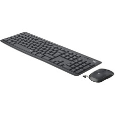 Logitech MK295 wireless keyboard mouse set with Silent Touch technology, shortcut buttons, optical tracking, nano USB receiver, delay-free wireless connection, ESP QWERTY layout - Black