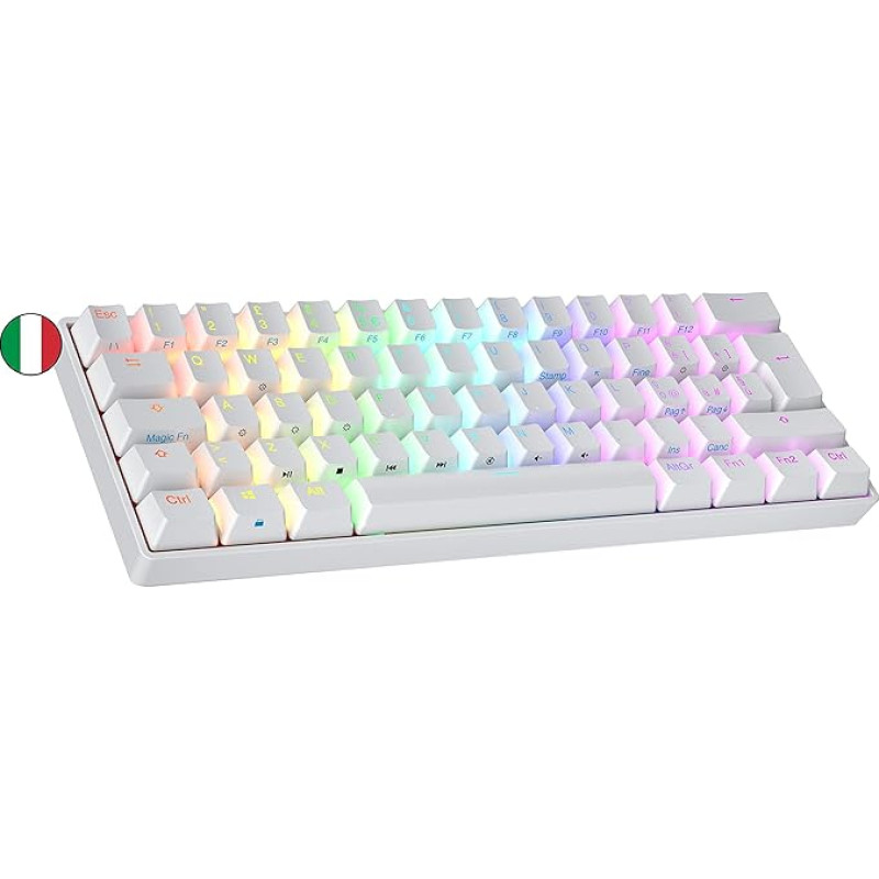 Ranked S60 Supernova Mechanical 60 Percent Keyboard, Hotswap Gaming Keyboard, 62 Programmable Keys with RGB Lighting, PC/Mac Gamer, Italian Layout (White, Gateron Optical Brown)