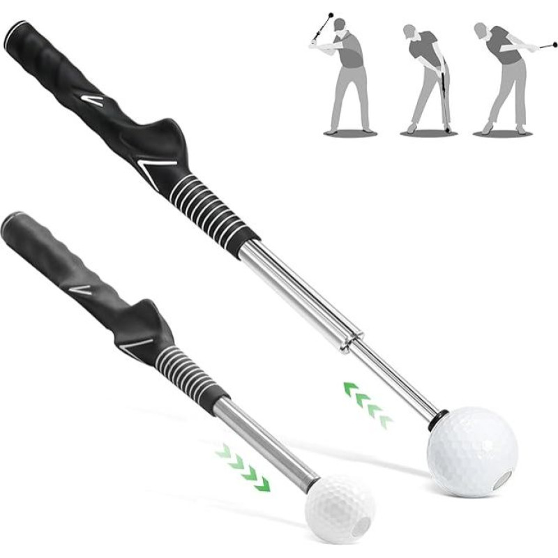 VHV Golf Swing Training Aid, Telescopic Golf Swing Trainer for Beginners and Professionals, Grip & Gesture Correction, Tempo and Chipping Practice Indoor/Outdoor Training Tool