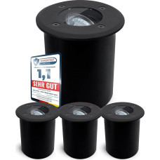 SSC-LUXon Set of 4 JUAVI recessed floor lights, outdoor IP67, floor spotlight, black, matt, round, 230 V, drivable for 1 x GU10 (sold separately)