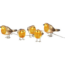Konstsmide LED Acrylic Robins, Set of 5, 40 Warm White Diodes, 24 V, Outdoor (IP44), White Cable - 6245-103, Orange