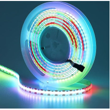 5 V WS2812B Addressable COB LED Strip 5 m 160 LED/M Flexible White PCB RGB LED Strip Dream Colour IP20 Not Waterproof LED Strip for Home Party (Controller and Power Supply Not Included)