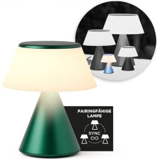 Lexon LUMA S Touch Sensitive Bedside Lamp, Wireless Night Light with Dimming Function and Multi-Lamp Sync, 9 LED Colours, Rechargeable, Aluminium Housing - Dark Green, dark green, Standard size