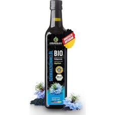 Kräuterland Organic Black Cumin Oil 500 ml, Unfiltered, Cold Pressed, High Content of THYMOCHINONE (Thymoquinone), Native, Glass Bottle, Freshly Pressed Daily from our Kräuterland Oil Mill
