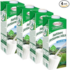 HOHC Durable Milk 1.5% Fat Milk Partially Skimmed Milk Low Fat Durable Milk, 1 Litre Each, Pack of 4