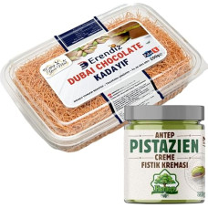 Pufai Ready-to-Use Roasted Kadayıf for Dubai Chocolate, Roasted Ready to Use Kadaifi, Dough Threads, Angel Hair Dough Thread, Kataifi 200 g with Anthap Pistachio Cream 200 g