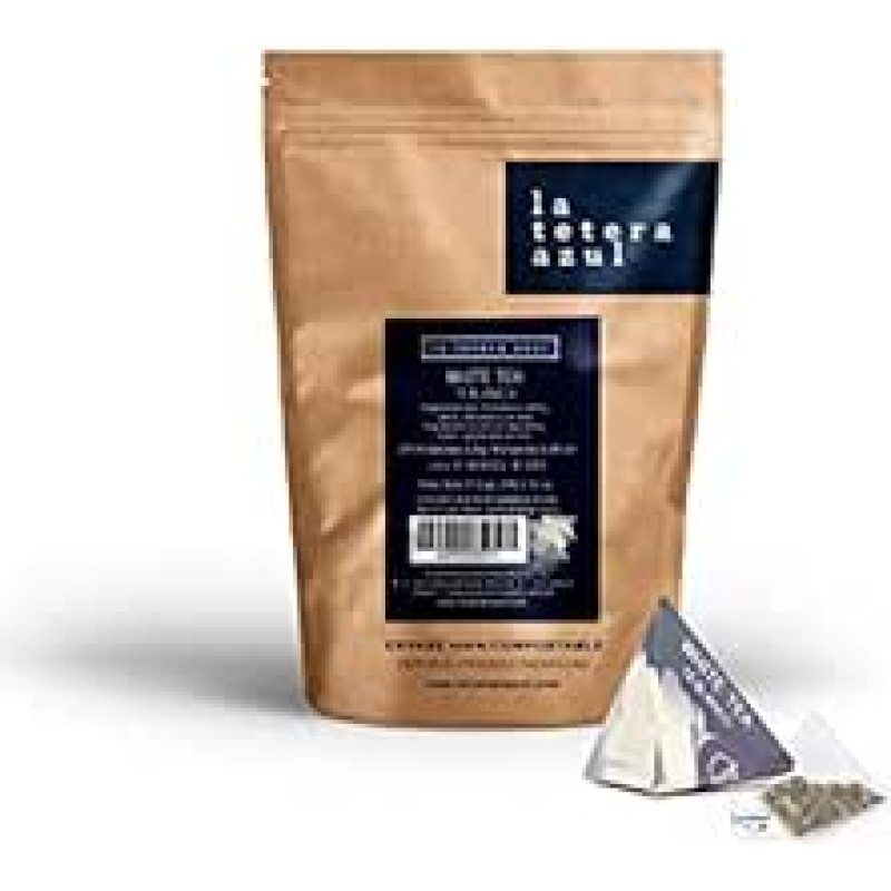 LA TETERA AZUL Premium White Tea Pai Mu Tan with Pear and Apple. 25 Pyramids in Individual Cases