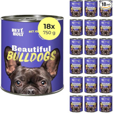 Premium Wet Food for Bulldogs, 18 x 750 g Dog Food for Adult Bulldogs with Salmon, Highly Compatible from Natural Ingredients