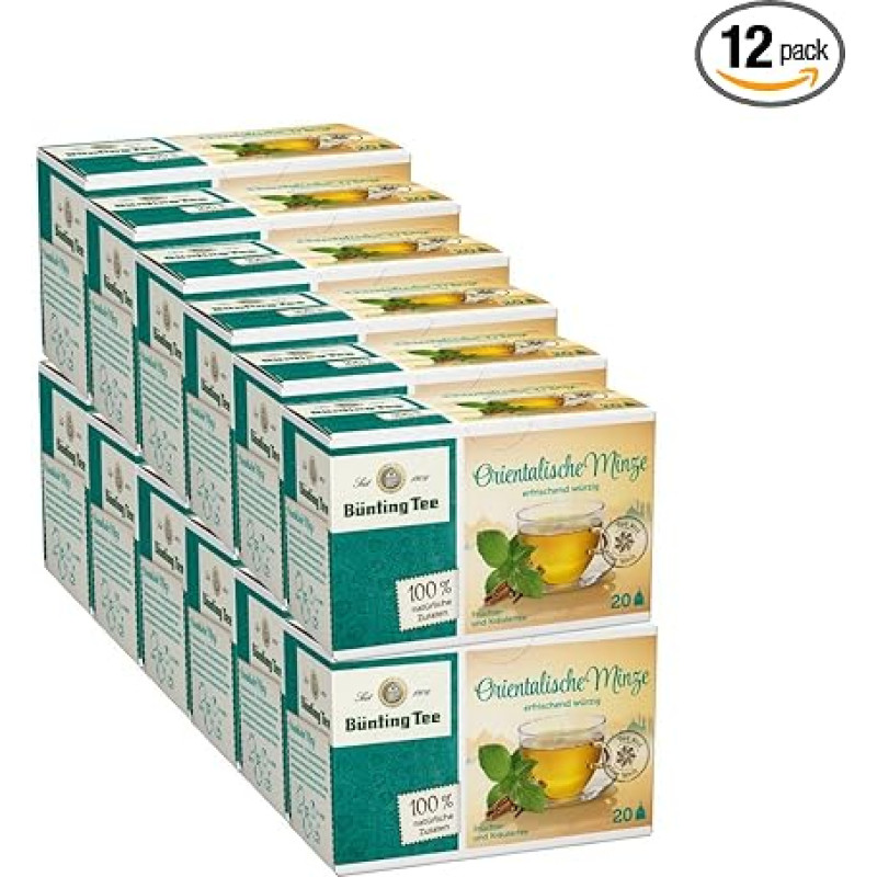 Bünting Tea Oriental Mint 12 Pack - Herbal Tea Refreshing - 12 x 20 Tea Bags