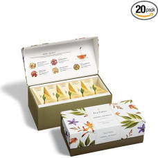 Tea Forte Presentation Box Presentation Box Tea Sampler Gift Set, 20 Assorted Variety Handcrafted Pyramid Tea Infuser Bags (Herbal Retreat)
