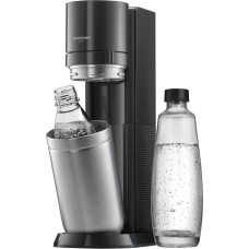 SodaStream Duo Water Carbonator with 1 Litre Glass Bottle and 1 x 1 Litre Fuse Plastic Bottle (Dishwasher Safe) Colour: Titanium