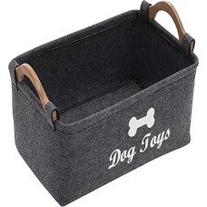 Šunų žaislų laikymo krepšys, veltinio laikymo dėžė, sulankstoma žaislų dėžė šunims su rankena, skirta naminių gyvūnėlių reikmenims ir žaislams laikyti
