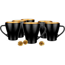 Glasmark KROSNO 1992 Hugo Coffee Glasses Set of 4 Cappuccino Iced Coffee Glasses Mugs Dishwasher Safe Black Gold 6 x 360 ml