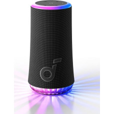soundcore Glow Mobile Speaker with 30 W 360° All-Round Sound, Synchronised Light Beams, 18 Hours Playback, Individual EQ, Light Show, IP67 Waterproof & Dustproof, for Home, Garden, Party