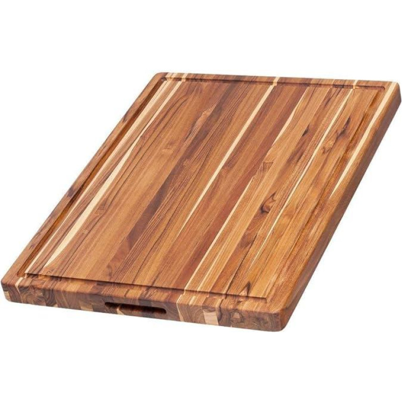 TeakHaus Traditional Wooden Chopping Board, L, 61 x 46 x 3.8 cm, Sustainable FSC-Certified Teak Wood Carving Board with Juice Groove, Wooden Board Kitchen for Vegetables and Meat