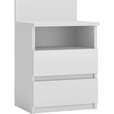Lugo Bedside Cabinet with Two Drawers and One Shelf 40 x 32 x 59 cm Minimalist Modern Made of 16 mm Laminate Panel Design Living Room Bedroom Hallway White