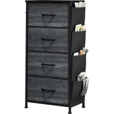 YITAHOME Chest of Drawers, 5 Fabric Drawers with Handles, Storage Cabinet, Drawer Cabinet, Metal Frame, Fabric Chest of Drawers for Bedroom, for Living Room, Hallway, Office, Black Wood Grain