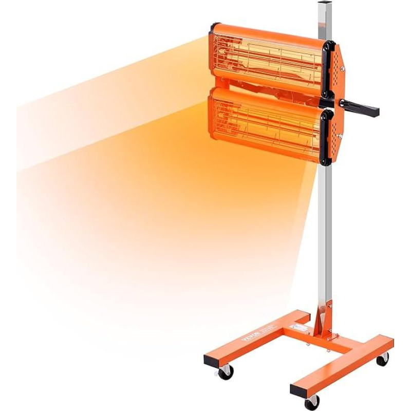 VEVOR infraraudonųjų spindulių kietinimo lempa, 2200 W, 1-60 min. laiko nustatymas, automobilių kietinimo lempa su automatiniu šildymu ir laikikliu, 47,6 kv. pėdų kepimo plotas, purškiami kepimo kabinų šildytuvai, dažų džiovintuvas