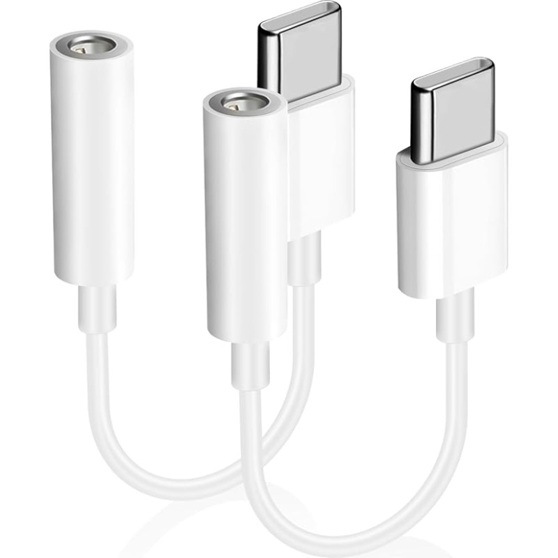 2 Stück USB C auf 3,5 mm Klinkenadapter, Typ C auf Kopfhörer-Aux-Adapter, Aux auf USB-C-Kopfhörer-Adapter, kompatibel mit iPhone 16/15 Pro/Pro Max, Samsung Galaxy S24/S23/S22/S21Ultra und weiteren