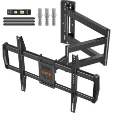 ELIVED EV3037 TV sieninis laikiklis su 762 mm ilgio šarnyrine svirtimi, skirtas daugumai 42-75 colių televizorių, pasukamas, pakreipiamas, išlaiko iki 45 kg svorį. Didžiausia VESA 600 x 400 mm