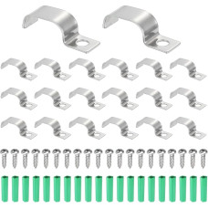 sourcing map 20 Stück starre Rohrbänder passend für 10 x 20 mm Streifen/Kabel, U-förmige Kabelbandklemme aus Edelstahl mit 1 Loch für Rohr, Draht, Schnur, Rohrbefestigung