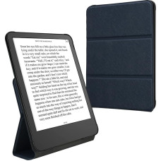 kwmobile Case for Amazon Kindle Paperwhite (12th Gen 2024)/Kindle Colorsoft Case - Faux Leather Protective Case - Magnetic Closure Cover with Stand Function in Dark Blue