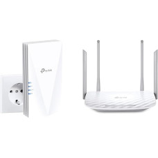 TP-Link RE500X WiFi 6 WLAN stiprintuvo kartotuvas AX1500 (dviejų dažnių 1200 MBit/s 5GHz ir Archer C50 AC1200 dviejų dažnių WLAN belaidis WiFi maršrutizatorius)