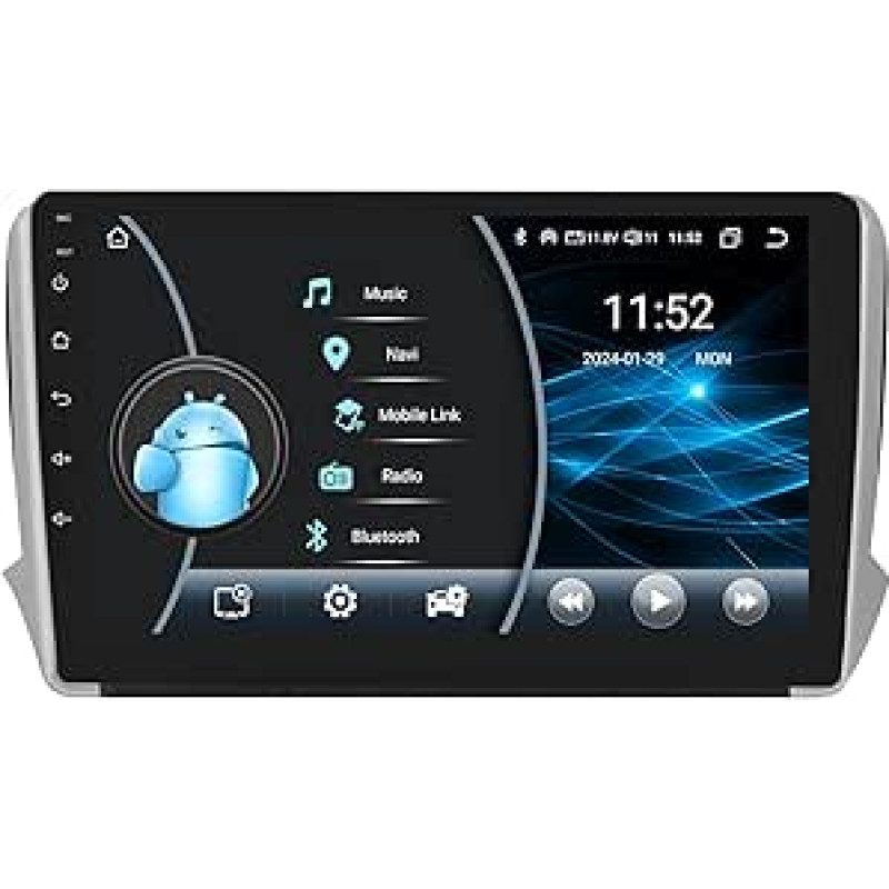 Ossuret Android 13 Car Radio for Peugeot 2008/208 (2014-2018), 8 Core 4G+64G GPS Navigation 10.1 Inch with Touchscreen QLED Wireless CarPlay Android Car Bluetooth SWC 4G LTE USB RDS DSP