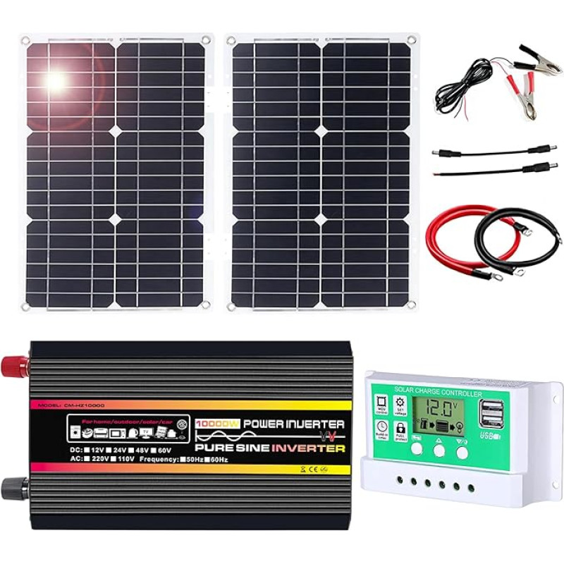 10000-W-Solarstrom-Kit mit reinem Sinus-Wechselrichter und 50-A-PWM-Controller for Wohnmobile, Boote und netzunabhängige Systeme(50W)