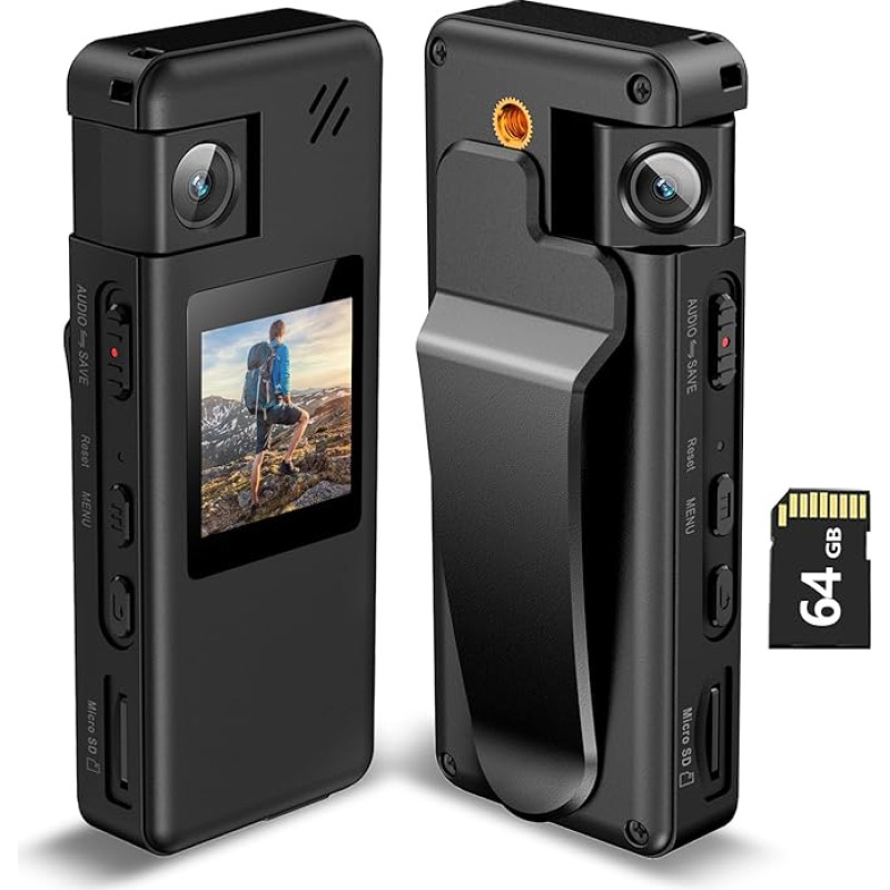 Hoestr A32 kūno kamera 1080P vaizdo kamera 180° pasukamas objektyvas judesio aptikimas lauko sportui važinėjant dviračiu