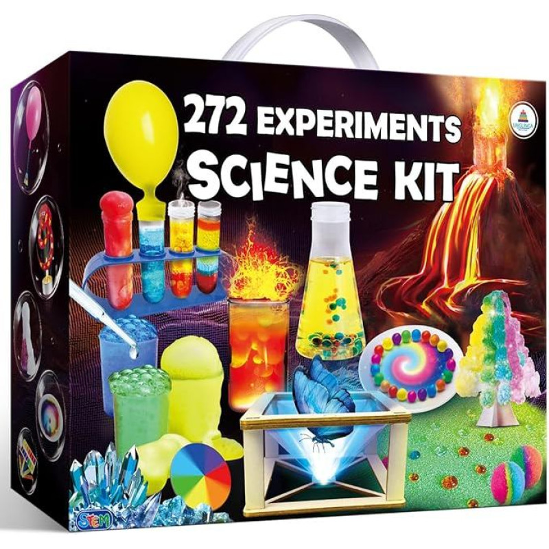 UNGLINGA 272 Experiment Kits for Children, Chemistry Set, Experiment Box Toy Boys Gifts, Volcano Chemistry Kit, Crystal, Magic, Physics, Science, Laboratory Project