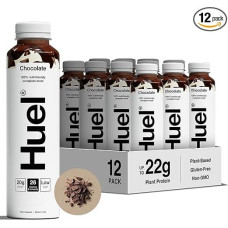 Huel Drink Chocolate, Ready Drinking Meal for On the Go - 12 x 500 ml - 20 g Protein, Rich in Vitamins, Minerals & Fibre, Plant-based, Chocolate Flavour, Includes 3 € Deposit