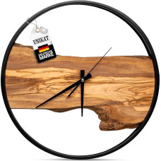 Eklavia Wall Clock without Ticking Noises Olive Wood Handmade Modern Large Decorative Clock Kitchen Clock Living Room Office I Choose Clock